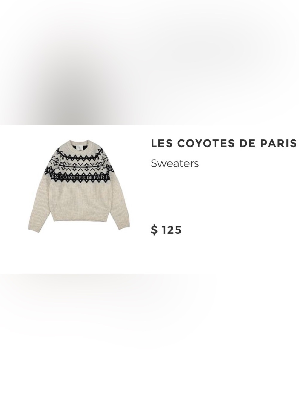Les Coyotes de Paris Cream Fair Isle Crewneck Sweater